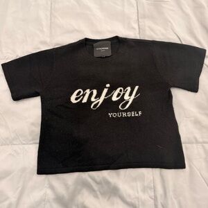 Le Superbe Black "Enjoy Yourself" Crop Tee